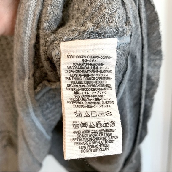 FP Heather Grey Waffle Knit Thermal Laguna Long Sleeve Tunic Tee with Thumbholes - Picture 8 of 8